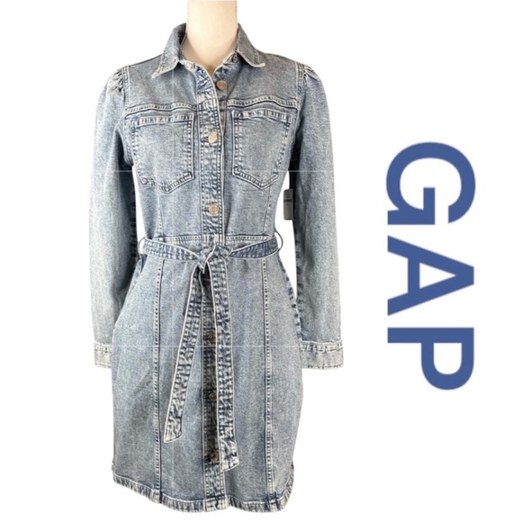 GAP Long Sleeve Denim Mini Dress, Size 6. - Picture 1 of 10